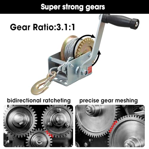 Big RED Torin winch mooring hook with safety claw for secure pull.