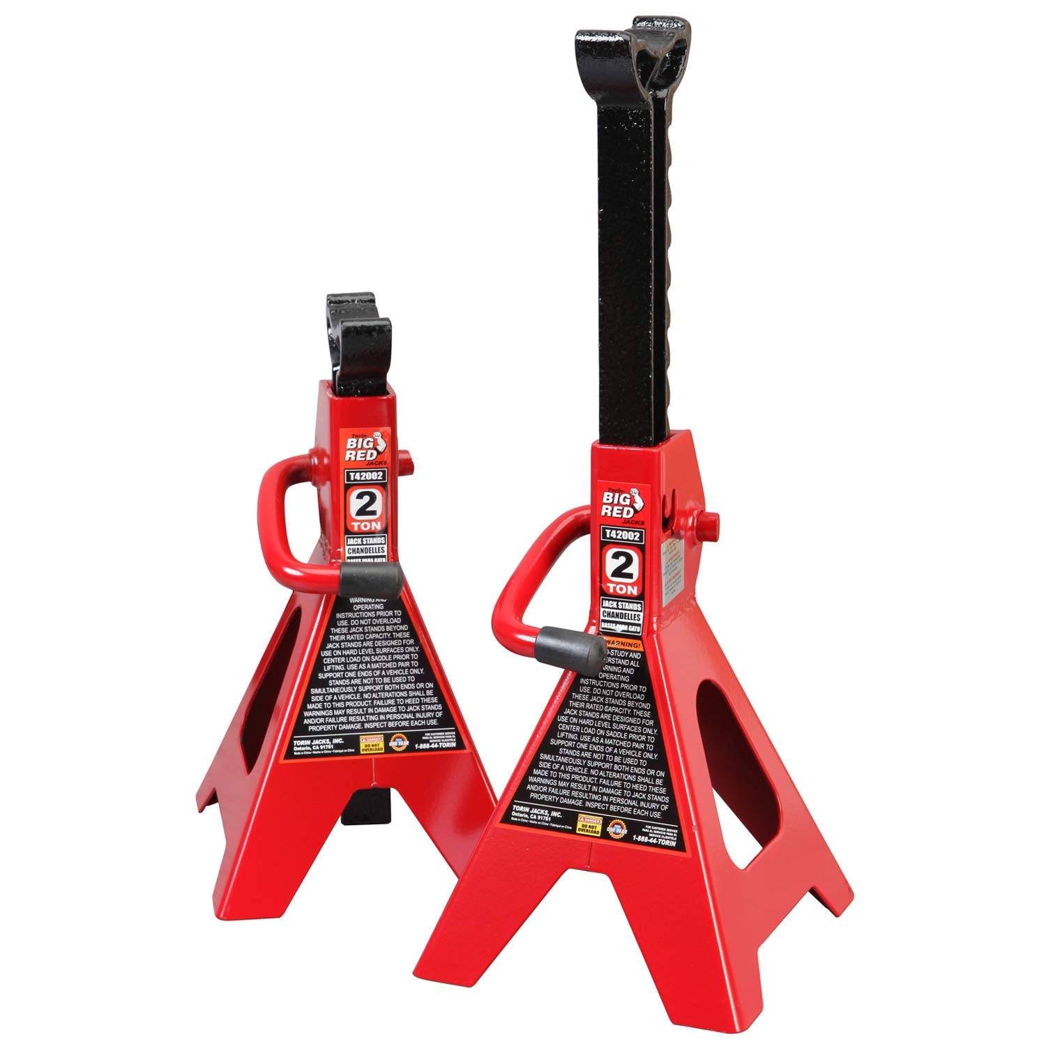 Big RED Torin steel jack stands with stable base for secure vehicle support