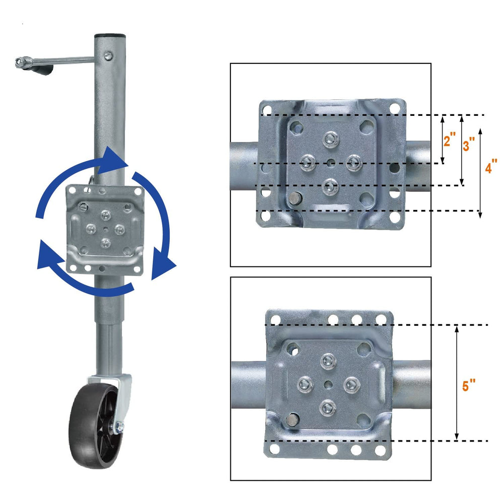 6-inch wheel on BIG RED trailer jack reduces friction for easy movement.