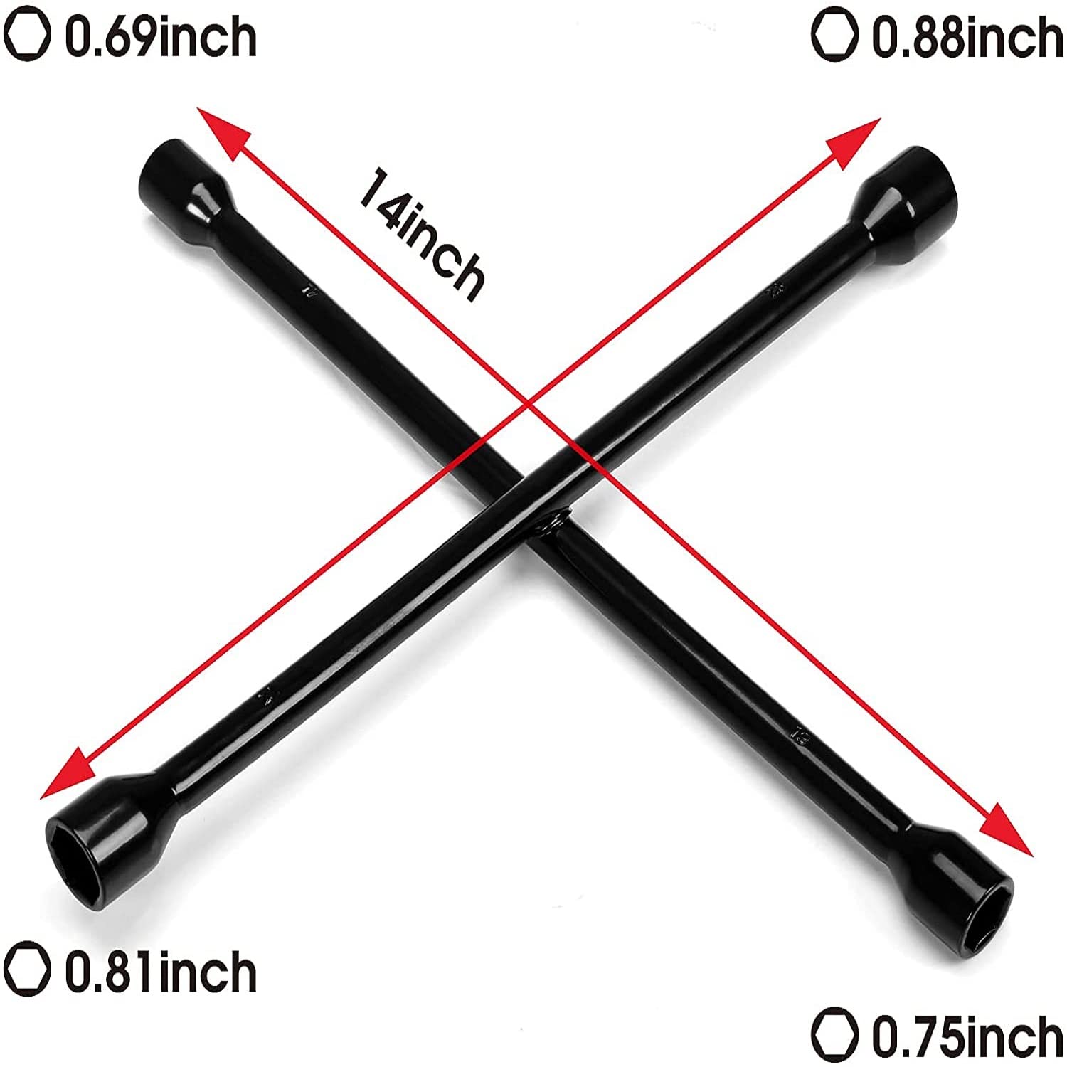 BIG RED TRX31101-14FR cross lug wrench showing 3-4 socket for heavy-duty lug nuts.