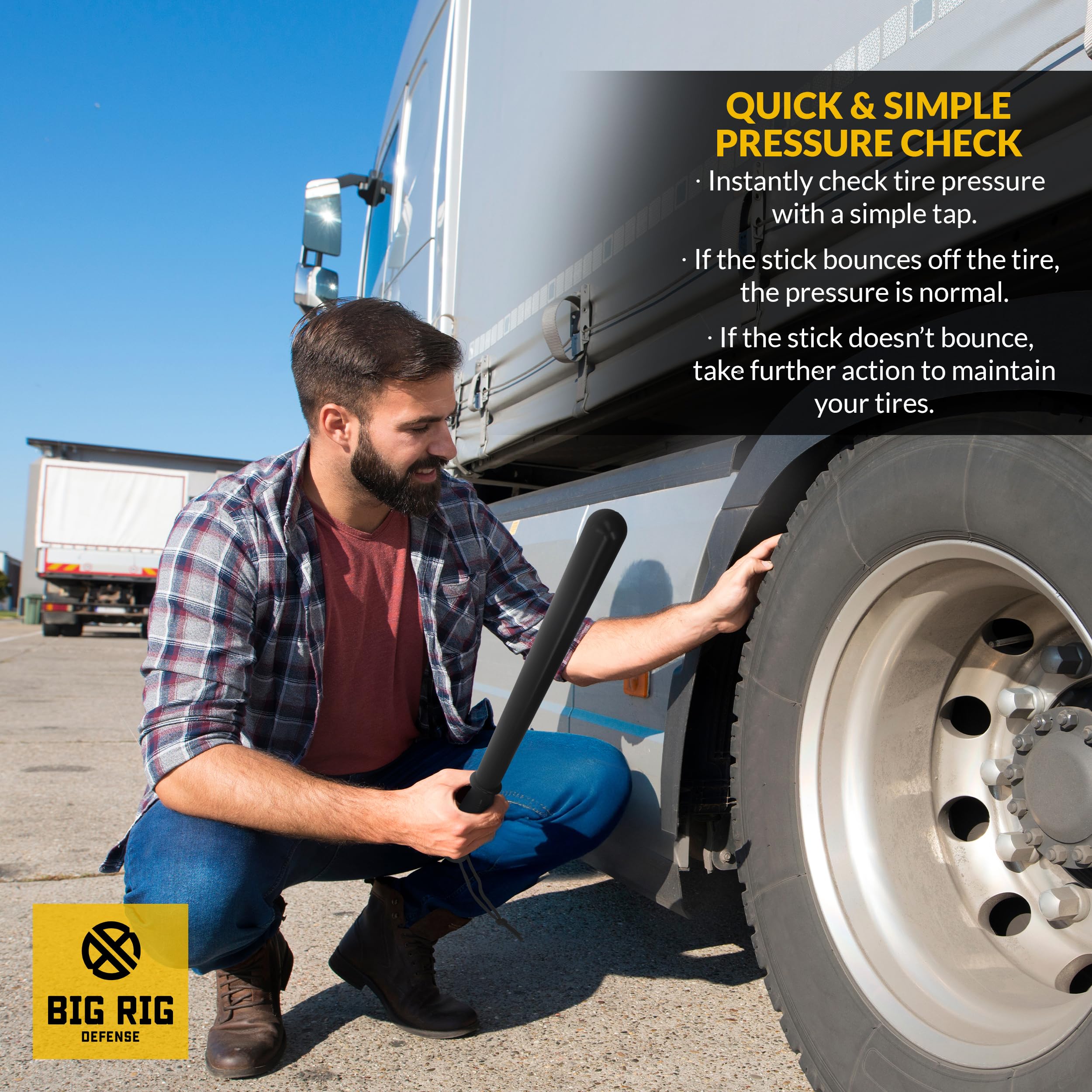 BIG RIG DEFENSE B R nylon wrist strap secures the tire knocker