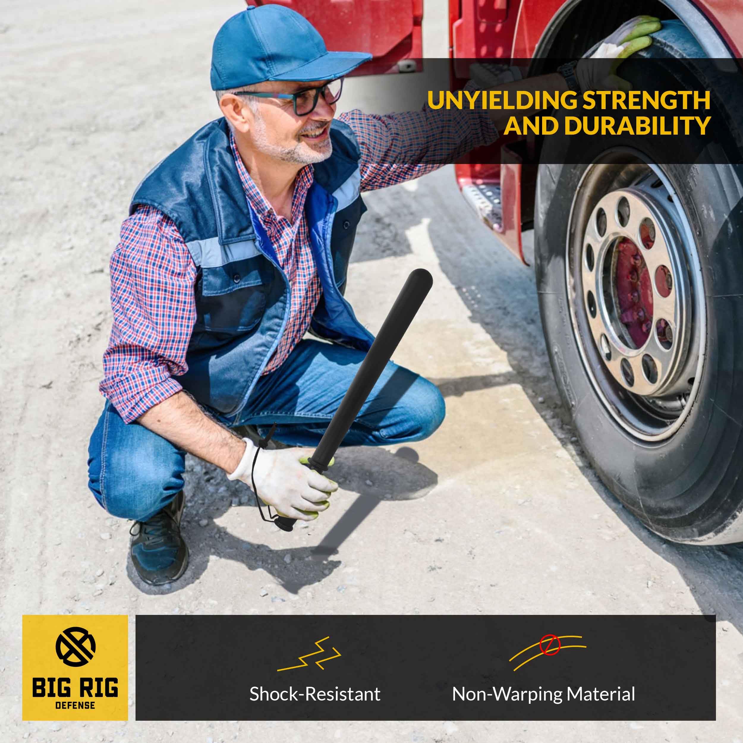 BIG RIG DEFENSE B R on-road tire check tool in action