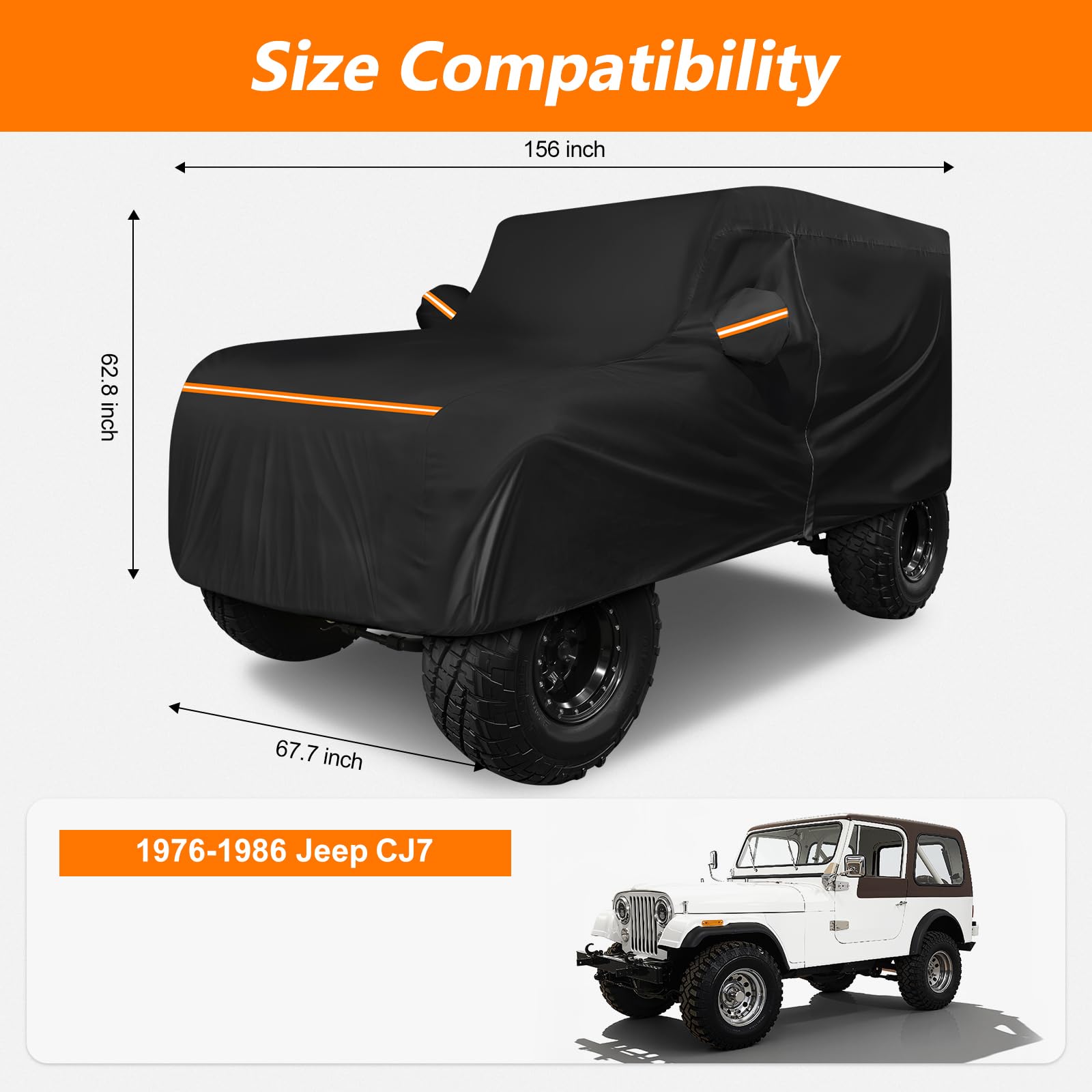 BIGACOVER Jeep CJ7 cover side view shields from sun and dust