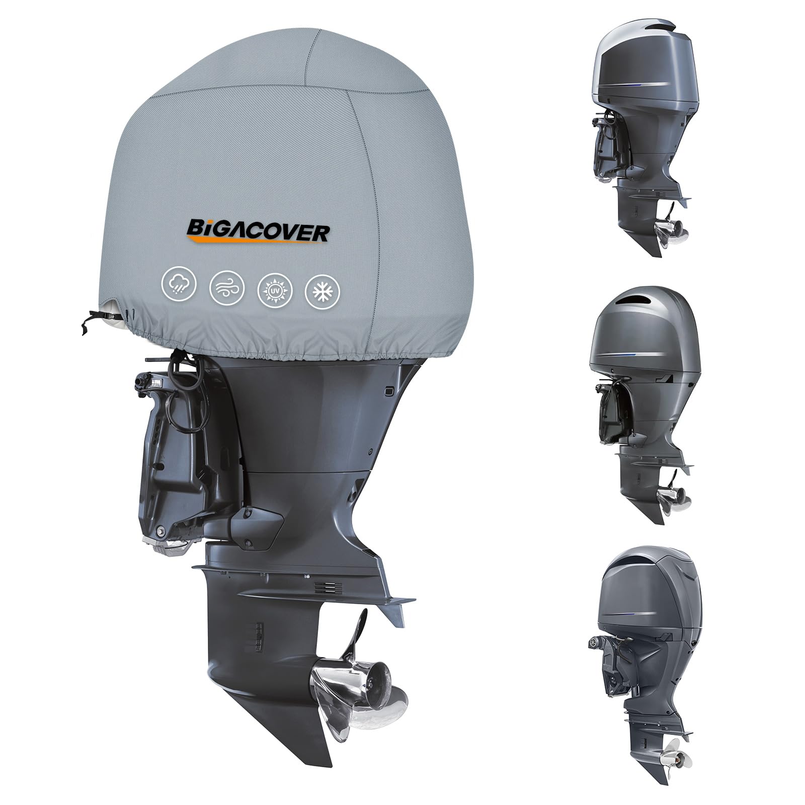 BIGACOVER Yamaha F150/F175/F200 outboard cover protects the motor from rain and dust