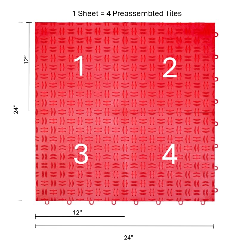 Big Floors GarageTrac diamond-pattern tiles provide extra traction.