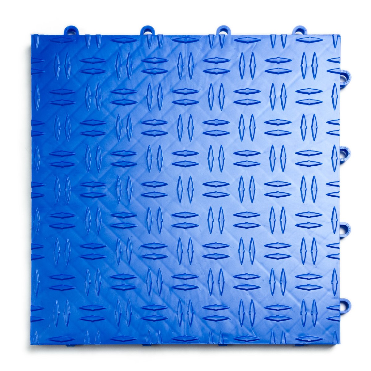 Big Floors GarageTrac Diamond tile in Royal Blue interlocking for durable garage flooring.