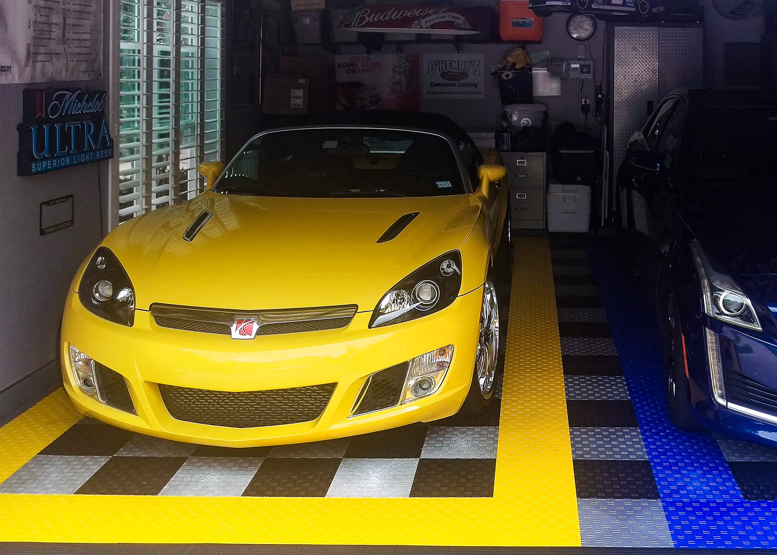 Big Floors Quick-install GarageTrac tiles enable fast floor upgrades.