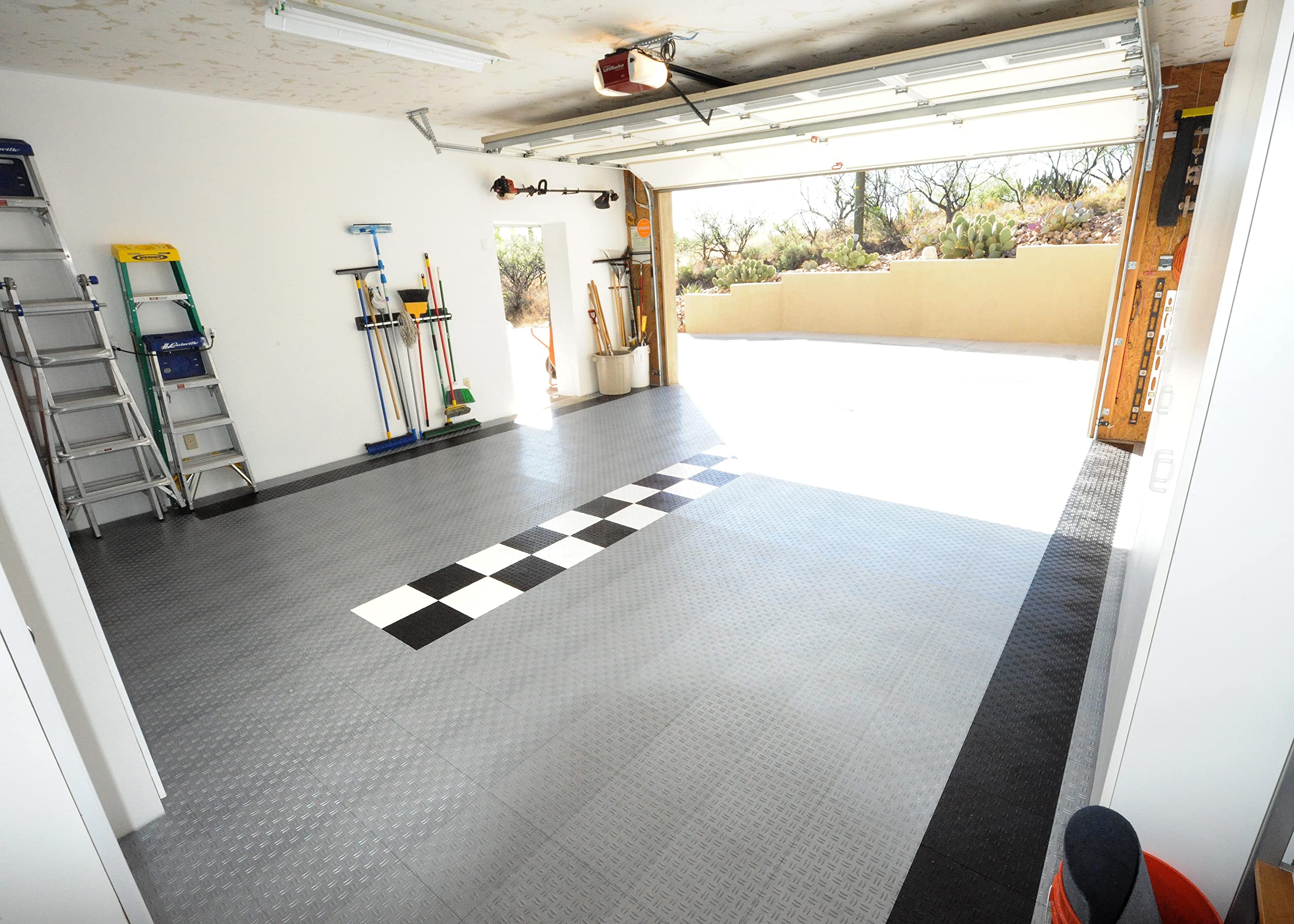 Big Floors 48-pack Royal Blue tiles offer customizable garage flooring options.