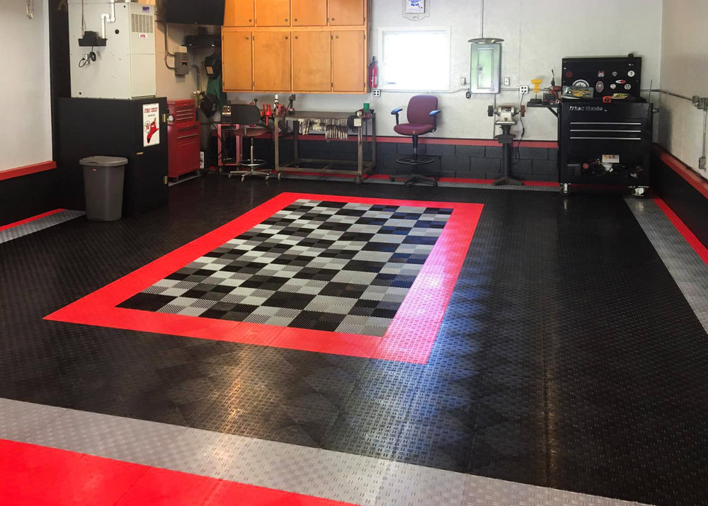 Big Floors Royal Blue GarageFloor tile cleanable and stain resistant for messes.