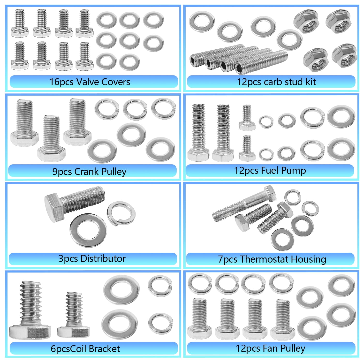 BIGLKNM carb stud kit image showing contents for reliable carb mounting