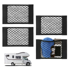 Bigmeta RV cargo mesh net four-piece bundle, front view for organization