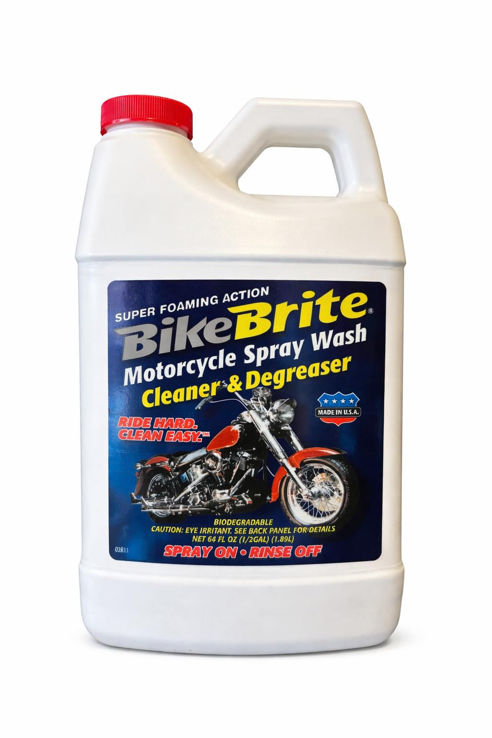 Bike Brite MC44R motorcycle spray wash bottle in blue for easy spray-on cleaning and degreasing.