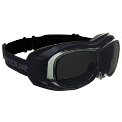Bikershades fit-over goggles for glasses show comfortable, over-glasses riding protection.