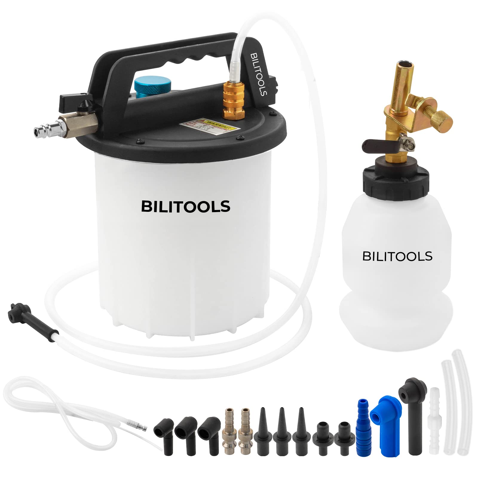 BILITOOLS 3L brake bleeder kit overview with components for easy DIY brake work.
