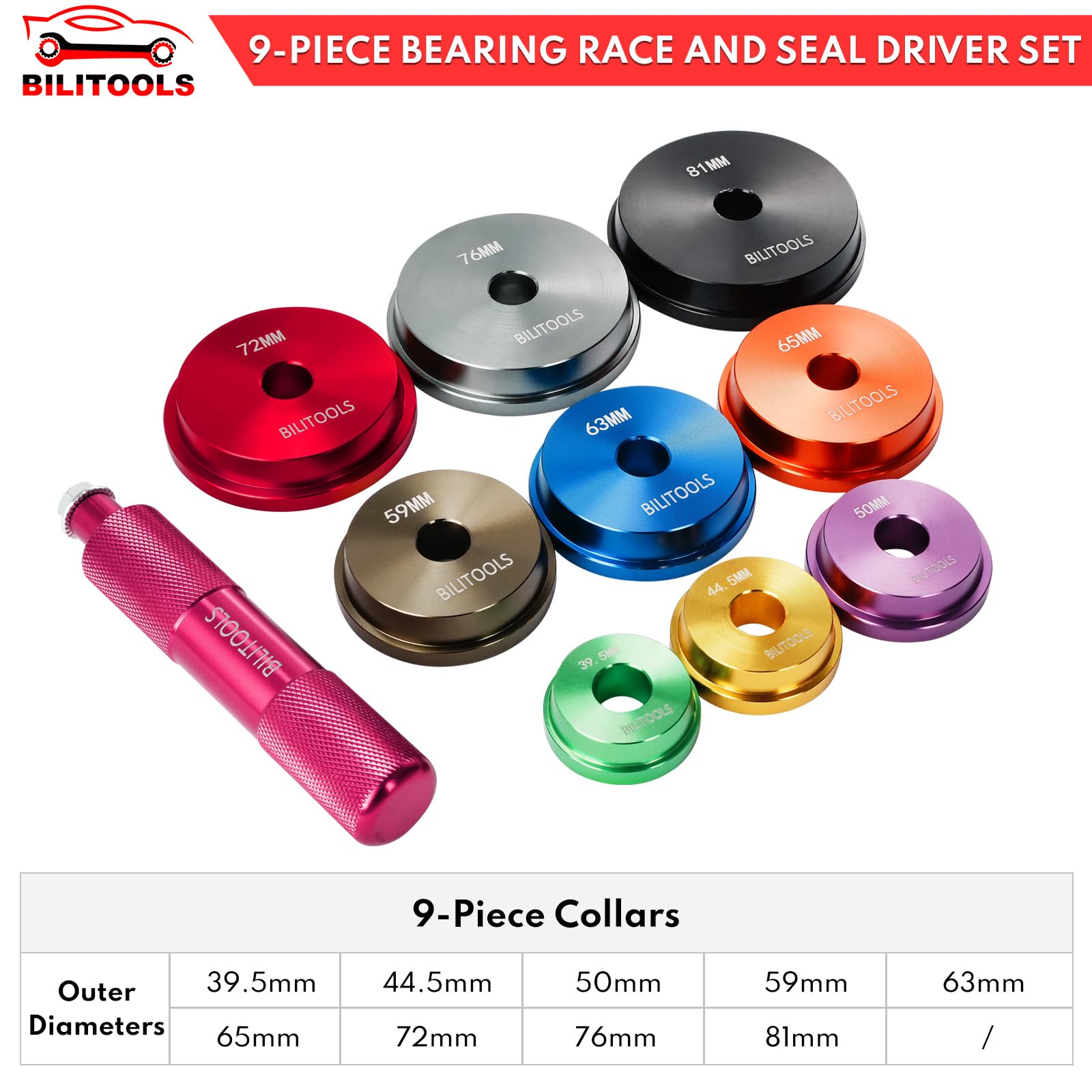 BILITOOLS adapter 44-5mm enabling accurate seating in standard hubs.