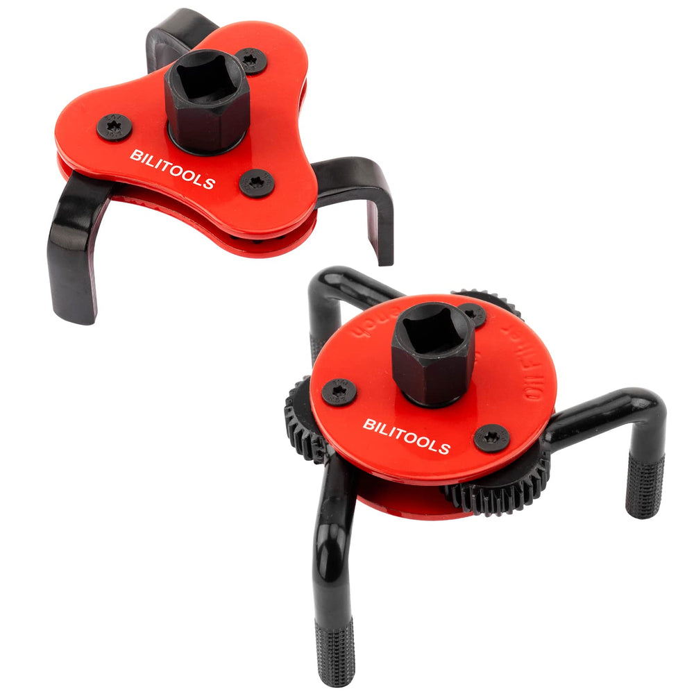 BILITOOLS adjustable oil filter wrench grip close-up on 2-1/2 to 4 inch filters