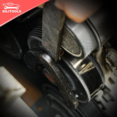 Bilitoools adjustable spanner wrench shown in use for variable pulley sizing.