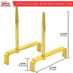 BILITOOLS cylinder head stand shows adjustable, spacious design for different engine configurations.