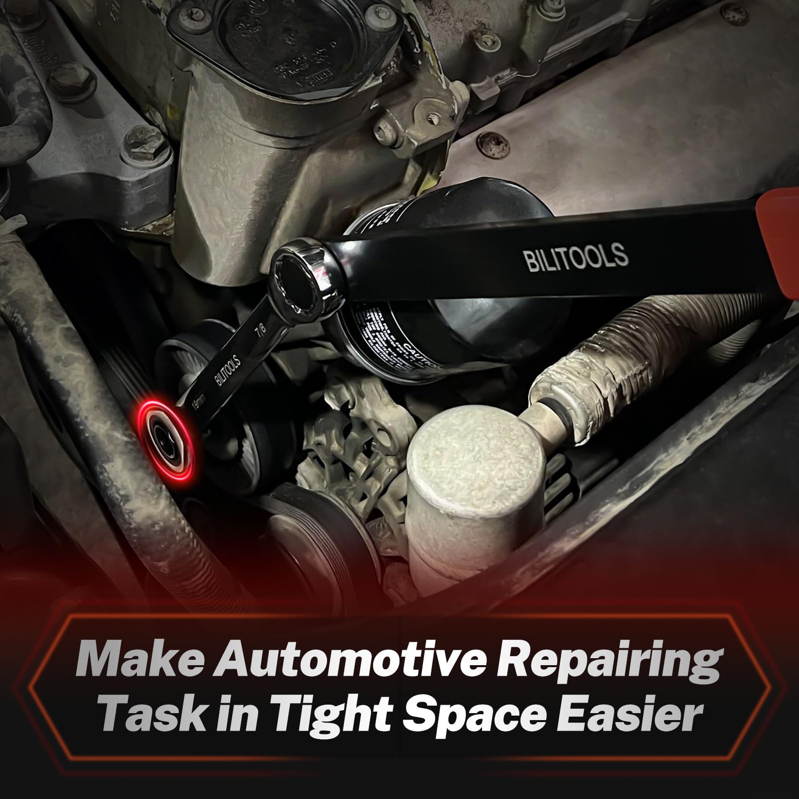 BILITOOLS extension arm for belt tensioners helps reach hard-to-access pulleys.