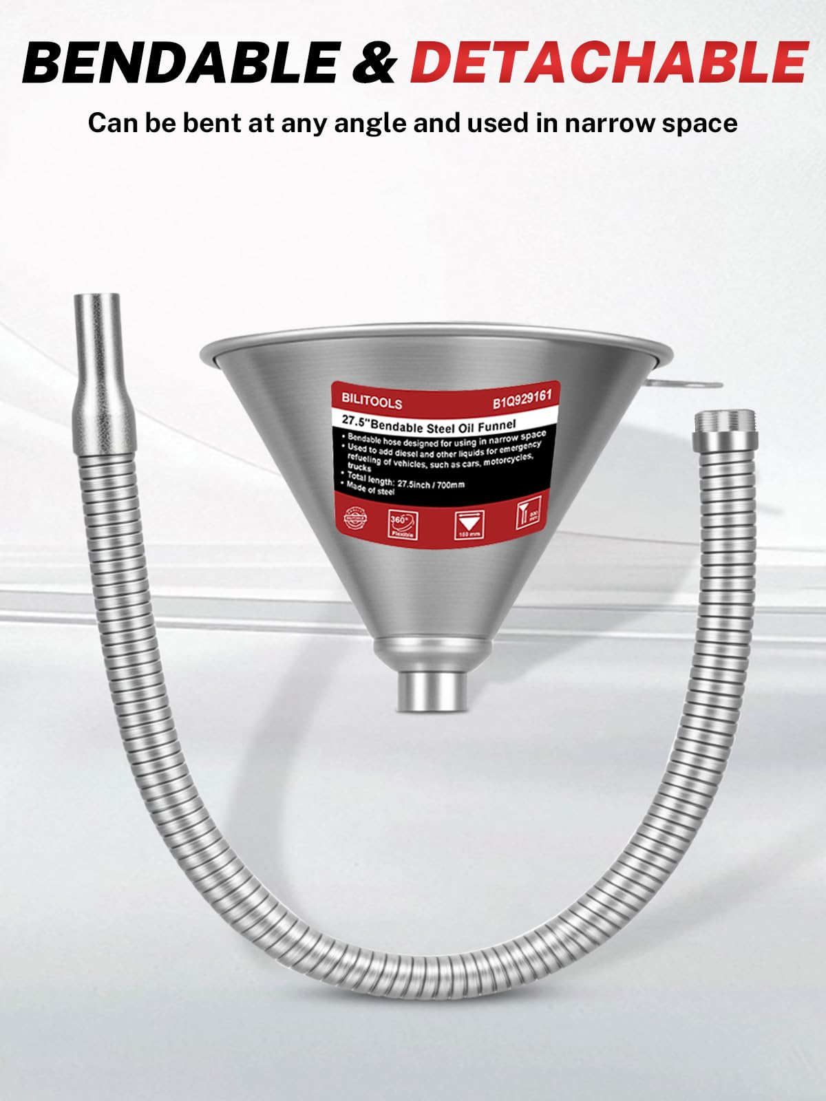 BILITOOLS garage-ready durable funnel handles various automotive fluids.