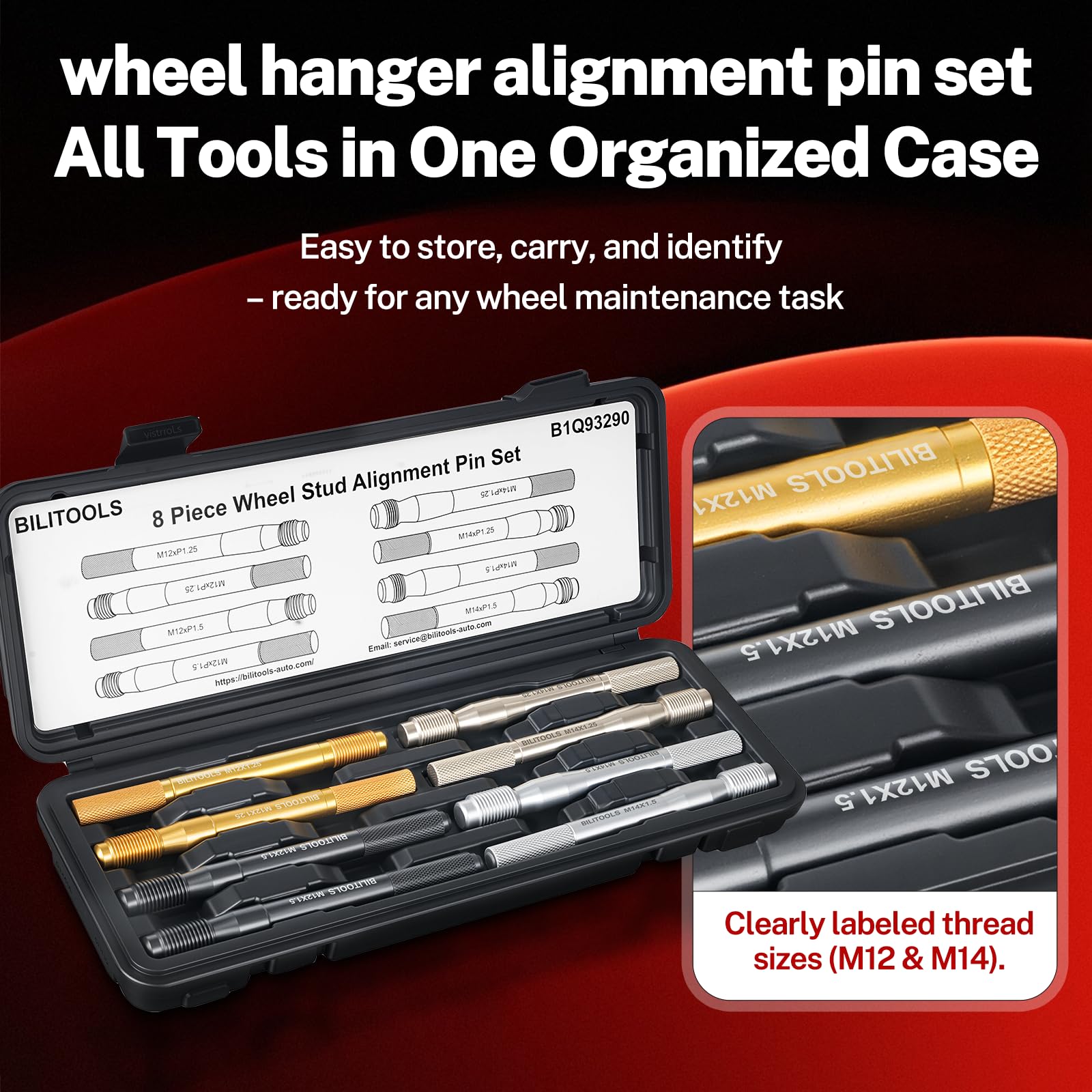 BILITOOLS knurled-end grip pin provides easy installation and removal.