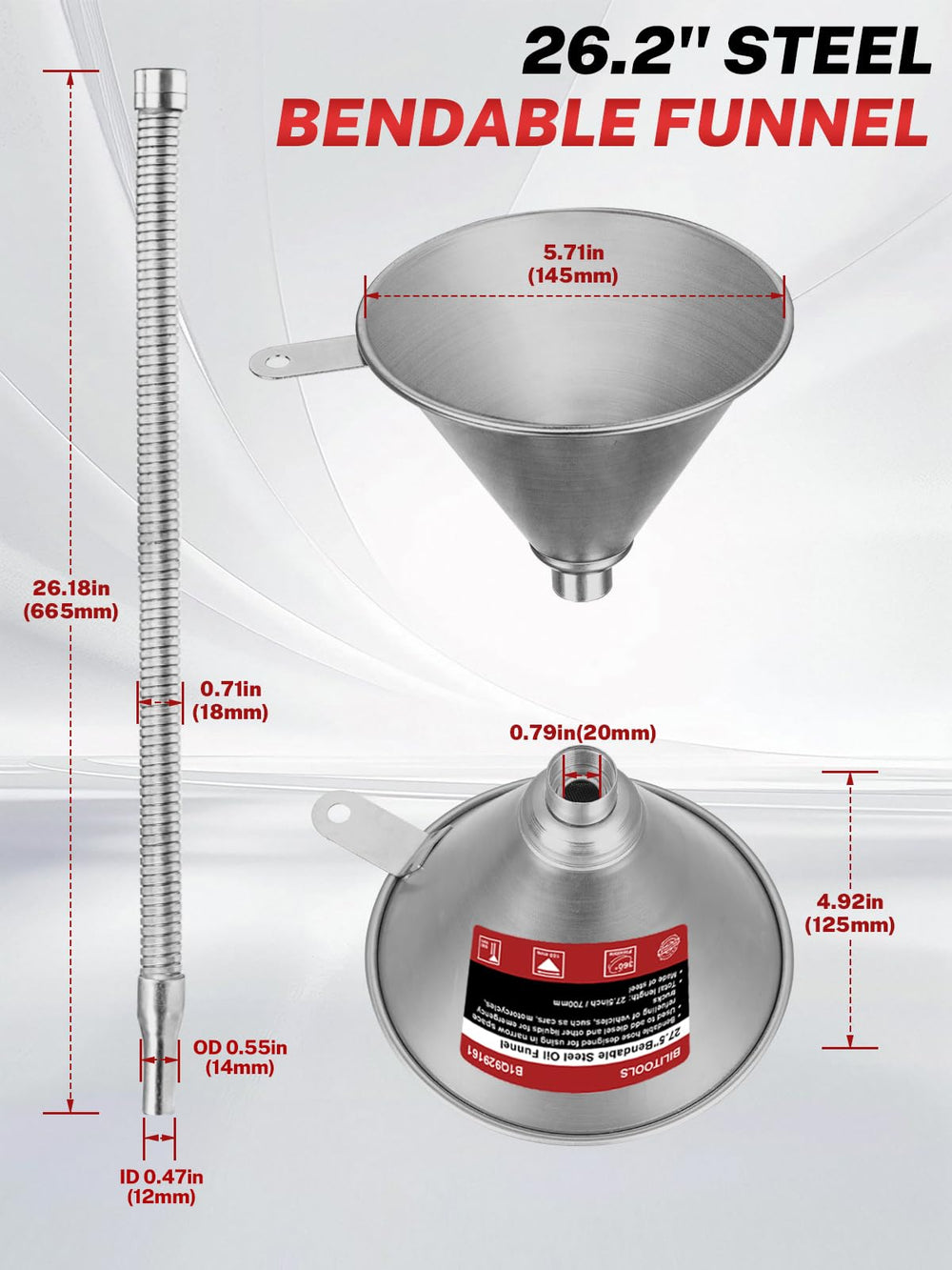 BILITOOLS leak-proof seal prevents spills during oil transfers.