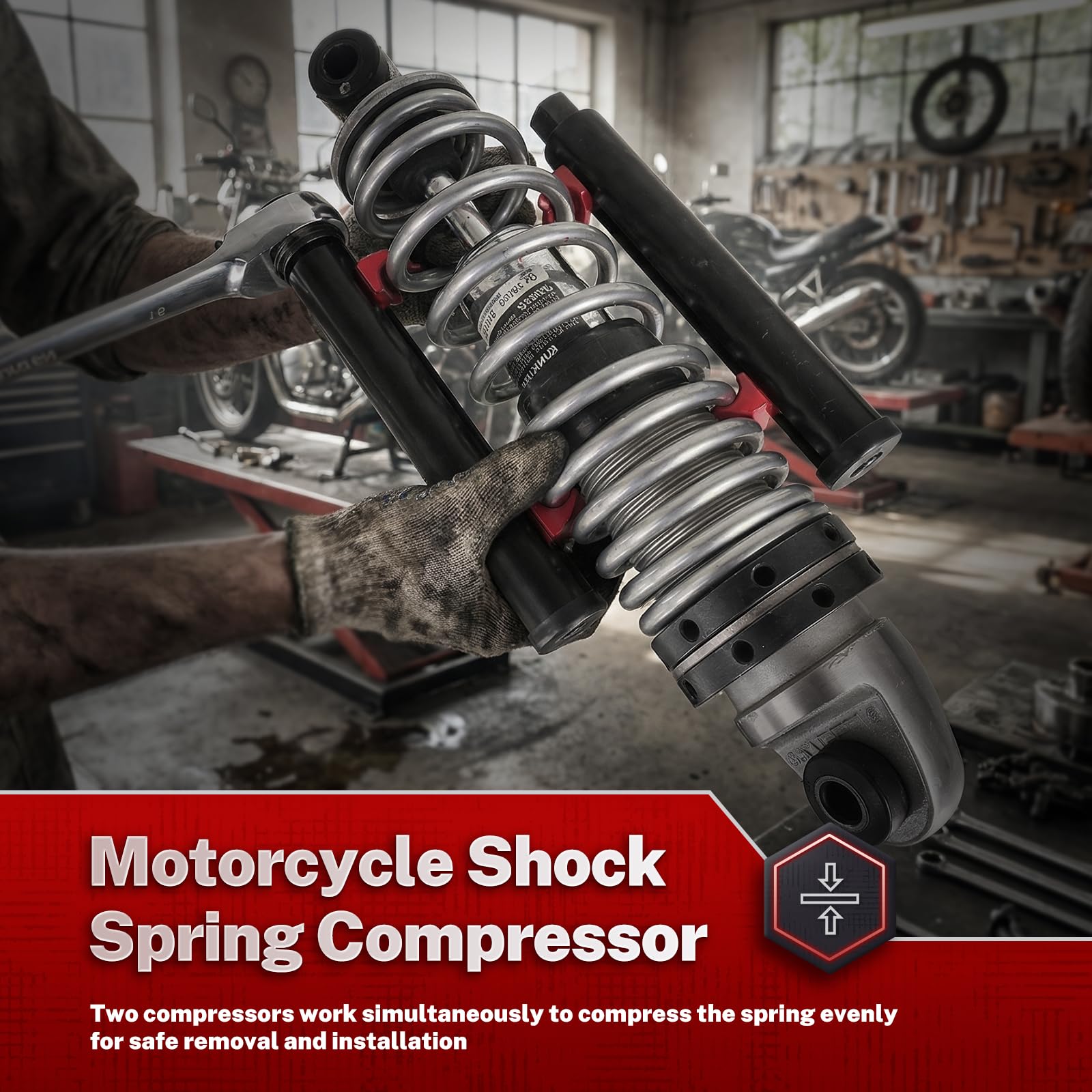 BILITOOLS compressor kit in use for balanced rear suspension work
