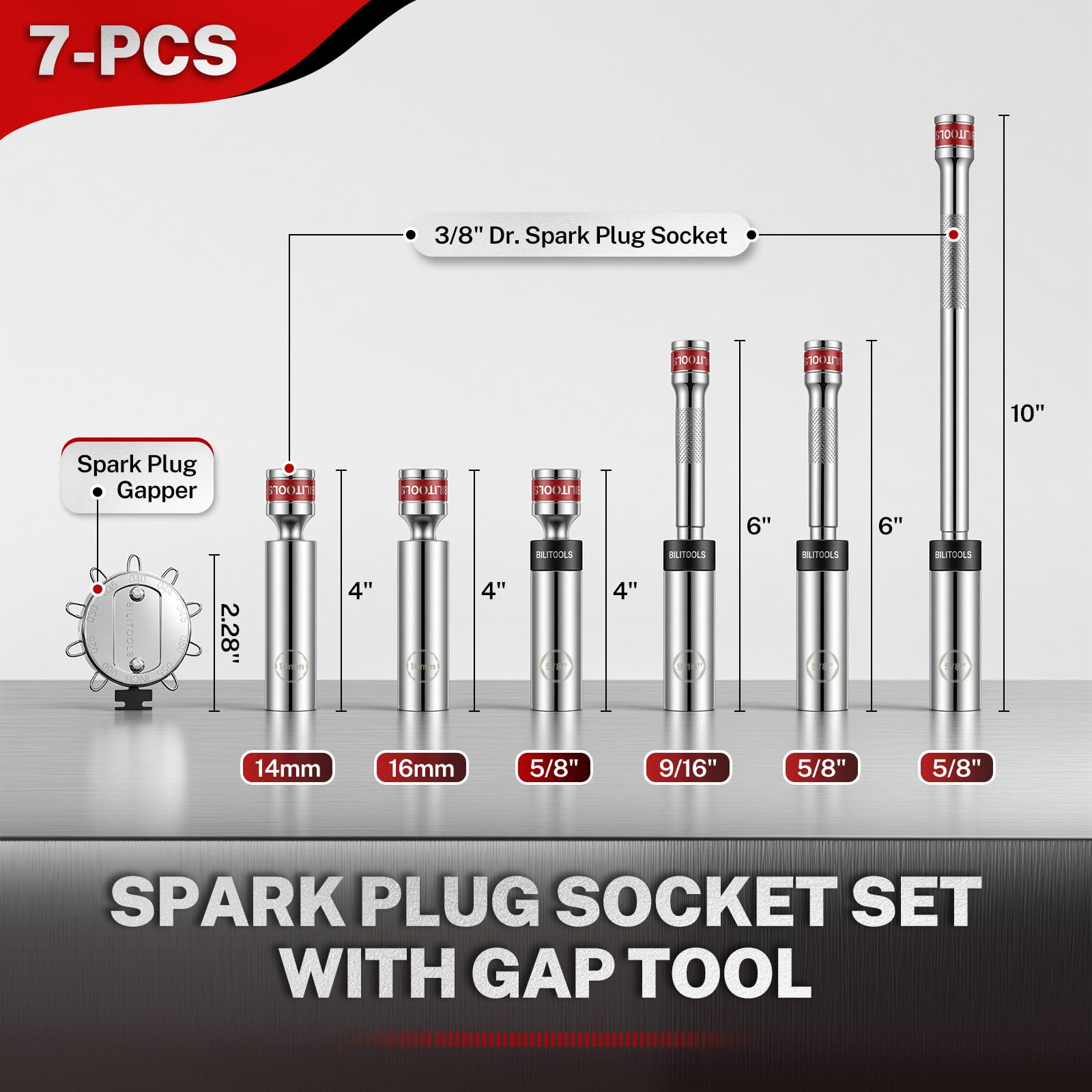 BILITOOLS spark plug socket 5/8 in with reliable reach in tight spaces.