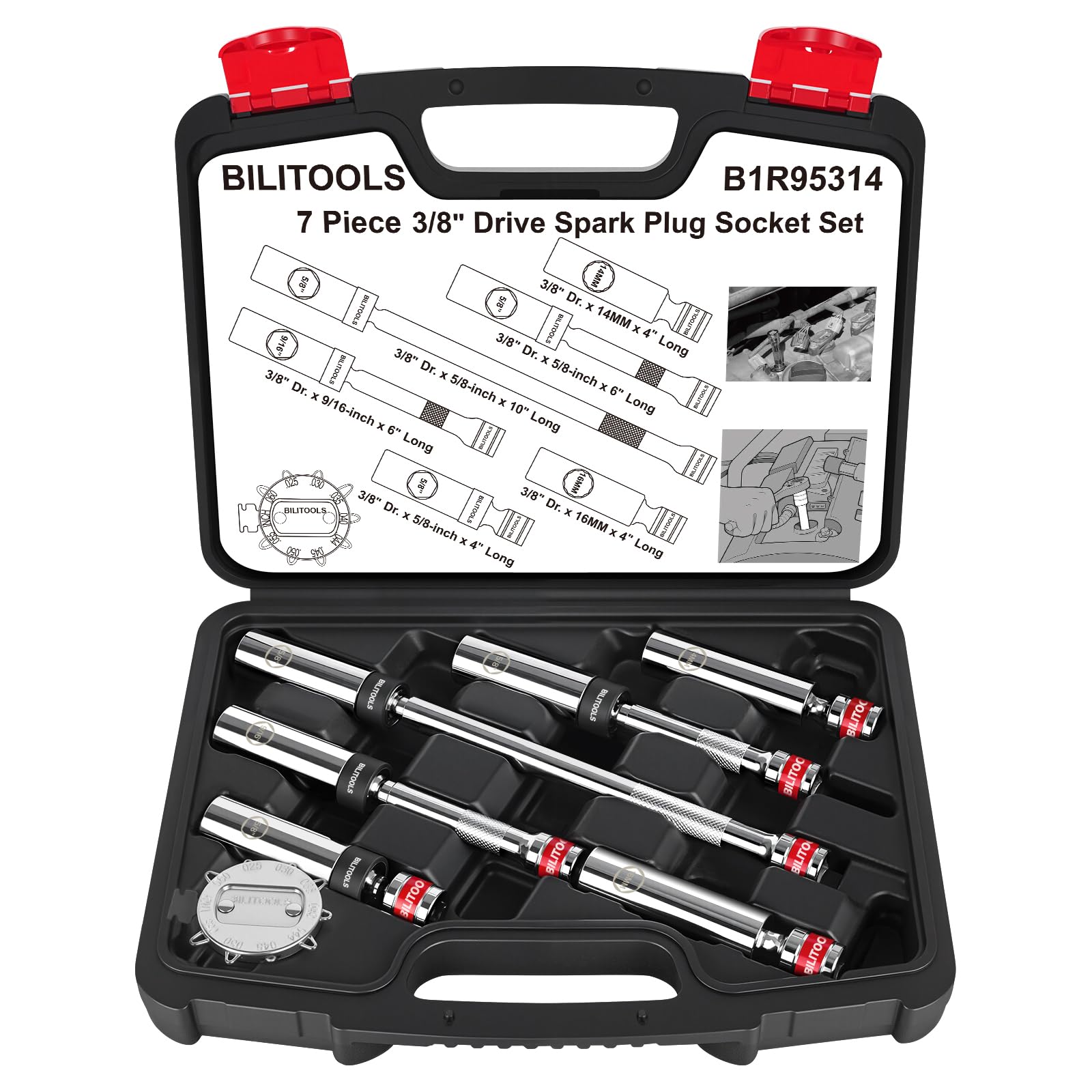 BILITOOLS spark plug socket 9/16 in with magnetic grip for secure engagement.