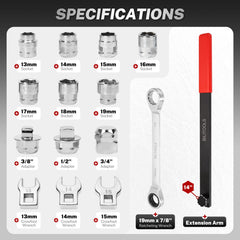 BILITOOLS crowfoot wrenches 13-15mm for better access around obstructions.