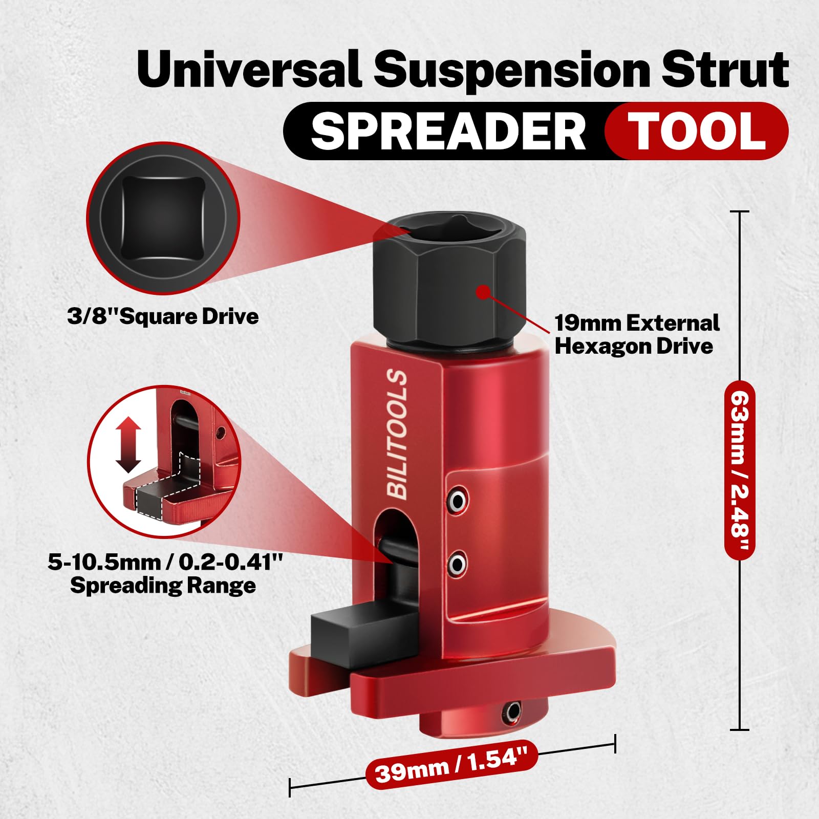 BILITOOLS Strut Spreader Tool built from carbon steel for lasting durability.