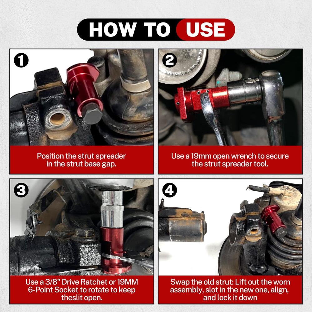 BILITOOLS Strut Spreader Tool expands spring struts and ball joints quickly.