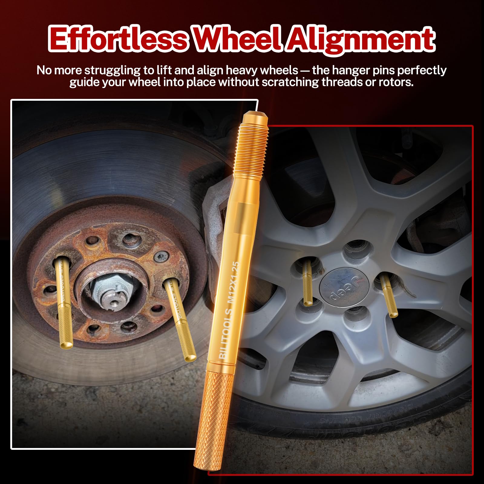BILITOOLS wheel hanger pin M14x1.25 supports precise hub engagement during brake tasks.