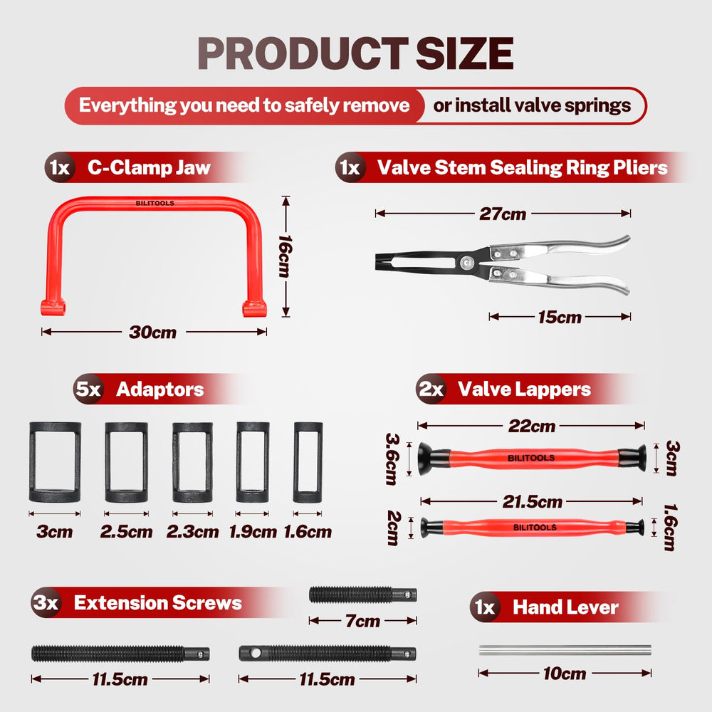Organized toolbox containing all BILITOOLS valve kit components