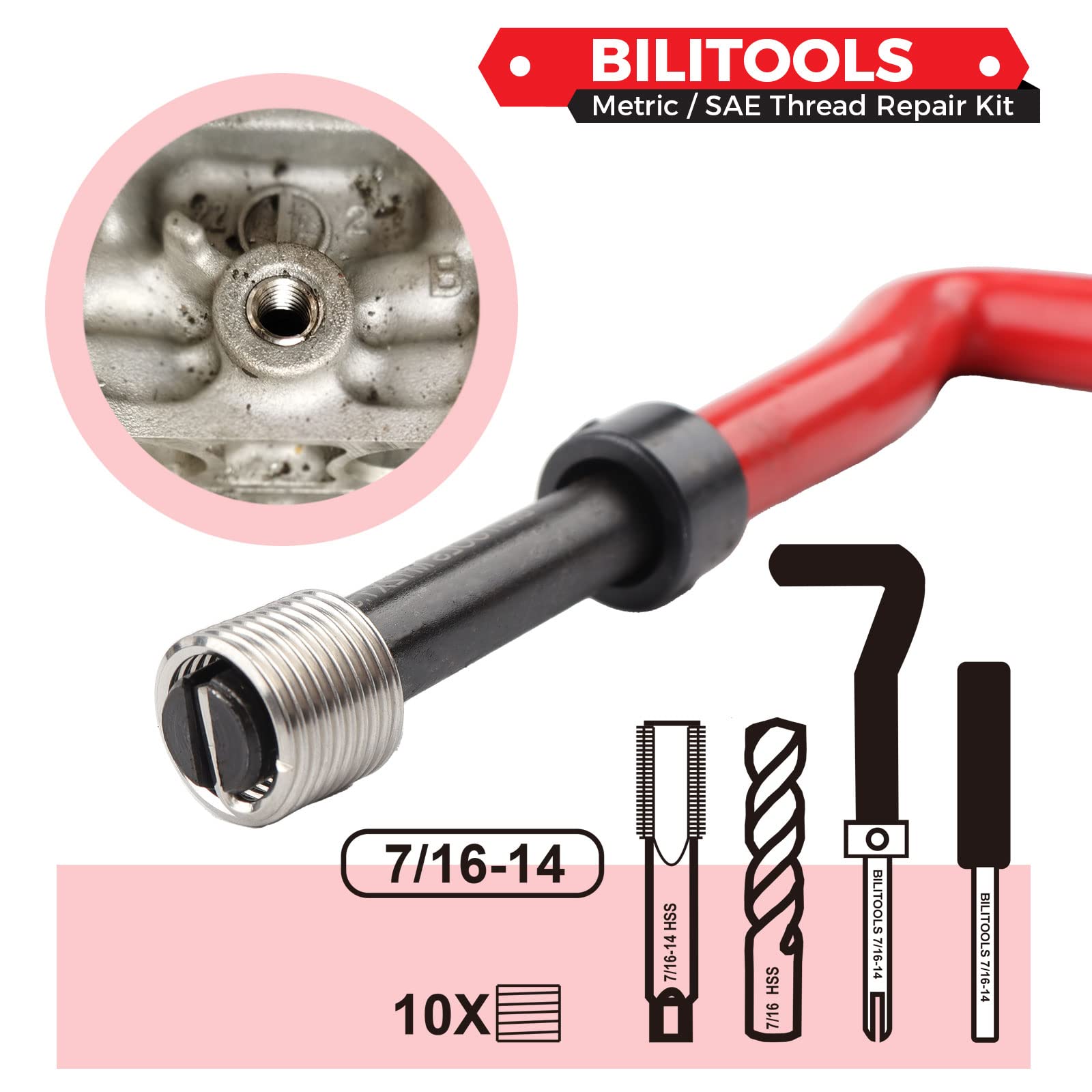 BILITOOLS 304 stainless thread inserts provide durable, high-torque capable repairs.