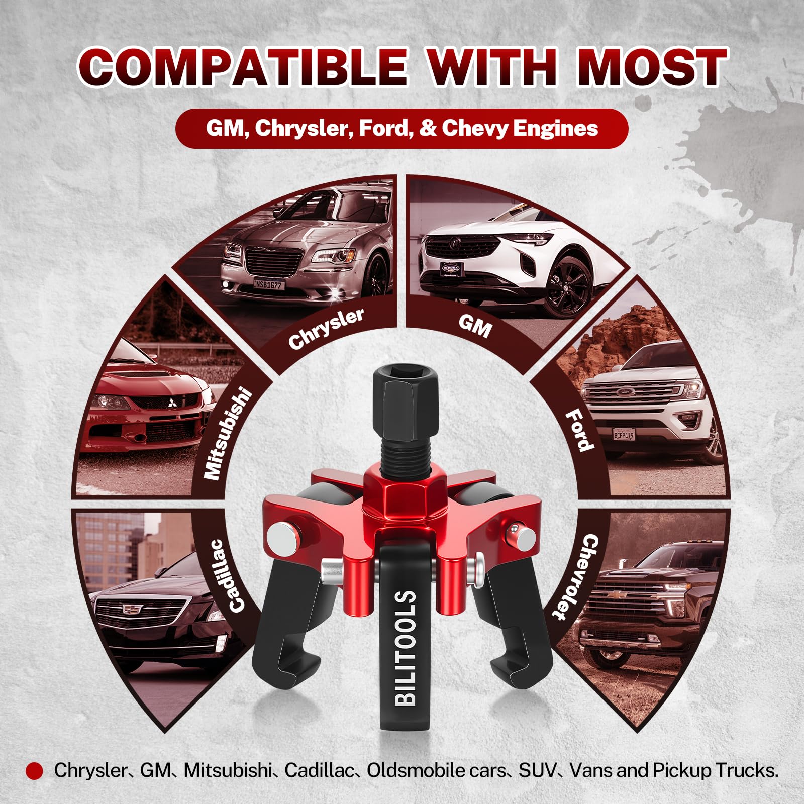 Bilitoools tool compatible with Chevy GM Chrysler Ford and more for versatile servicing