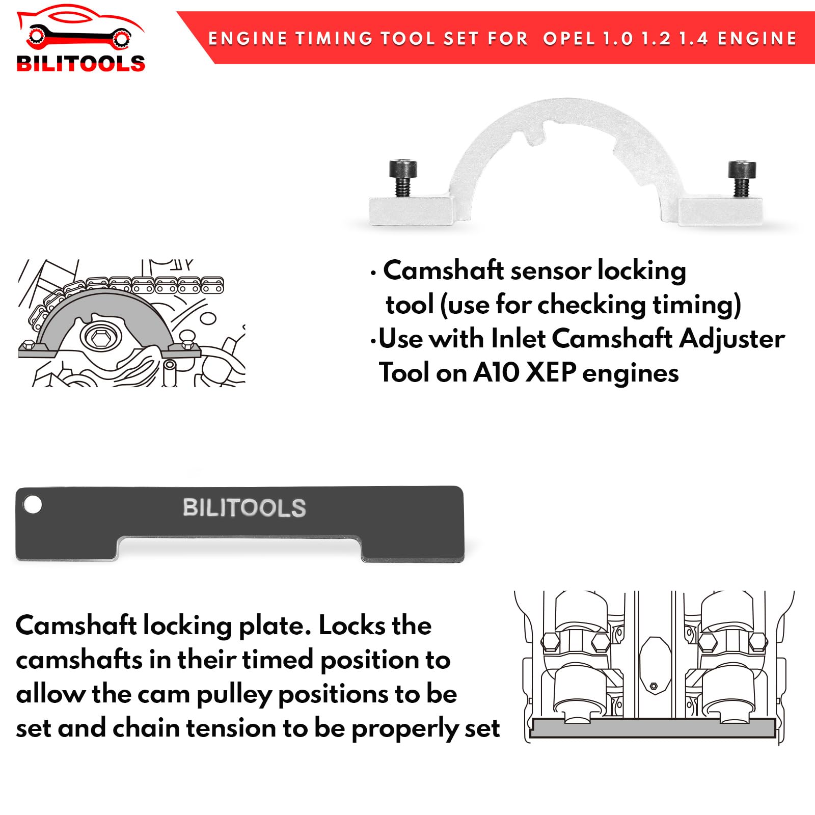 Bilitoools crankshaft locking pin secures position for timing procedures