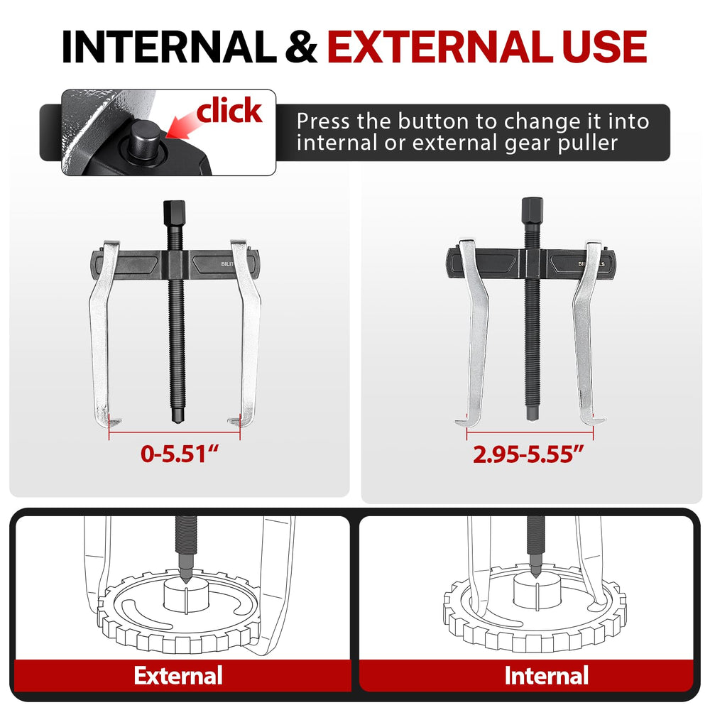 BILITOOLS internal external reversible design for versatile pulling in tight spaces.