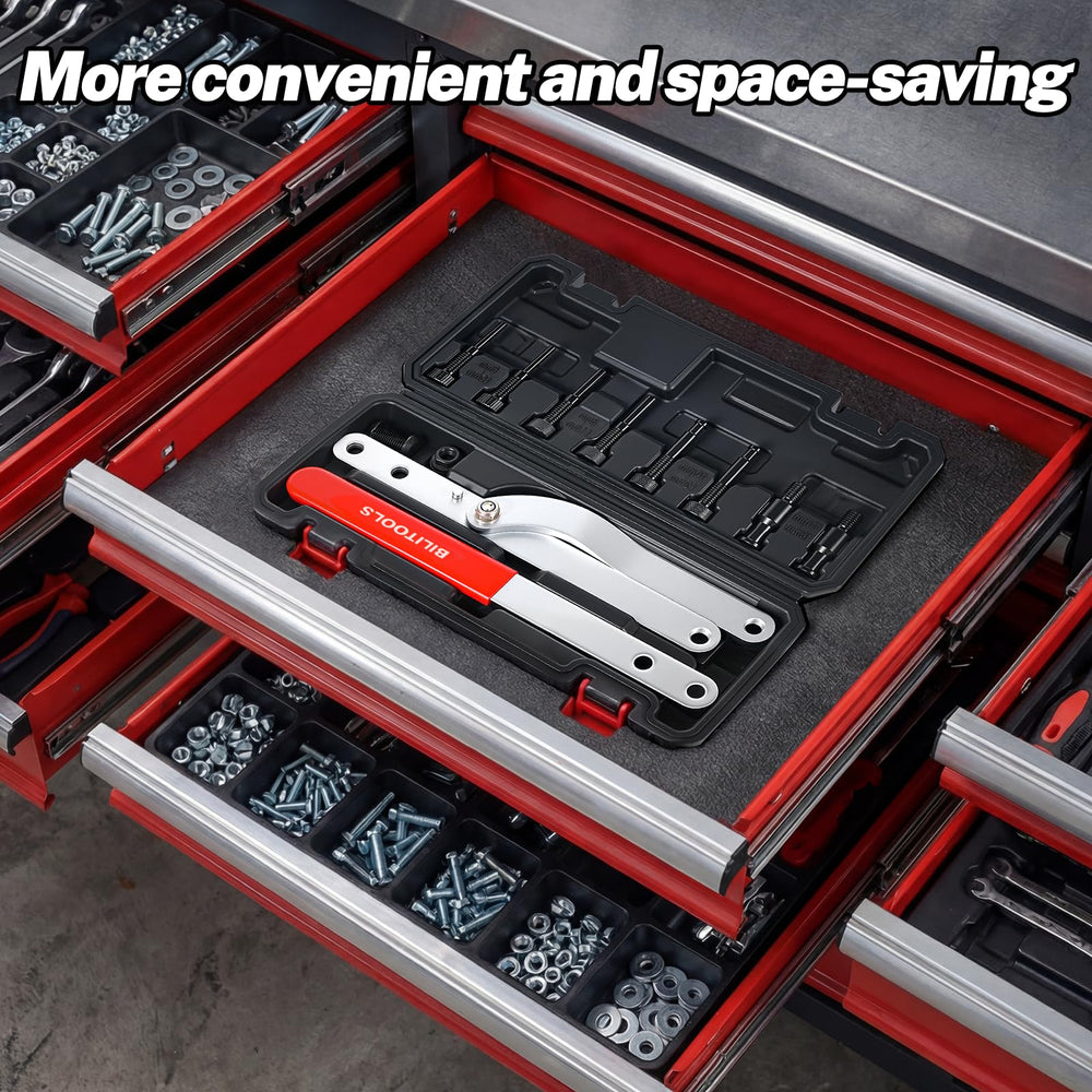 BILITOOLS versatile pulley holder for camshaft, crankshaft, and pulleys.