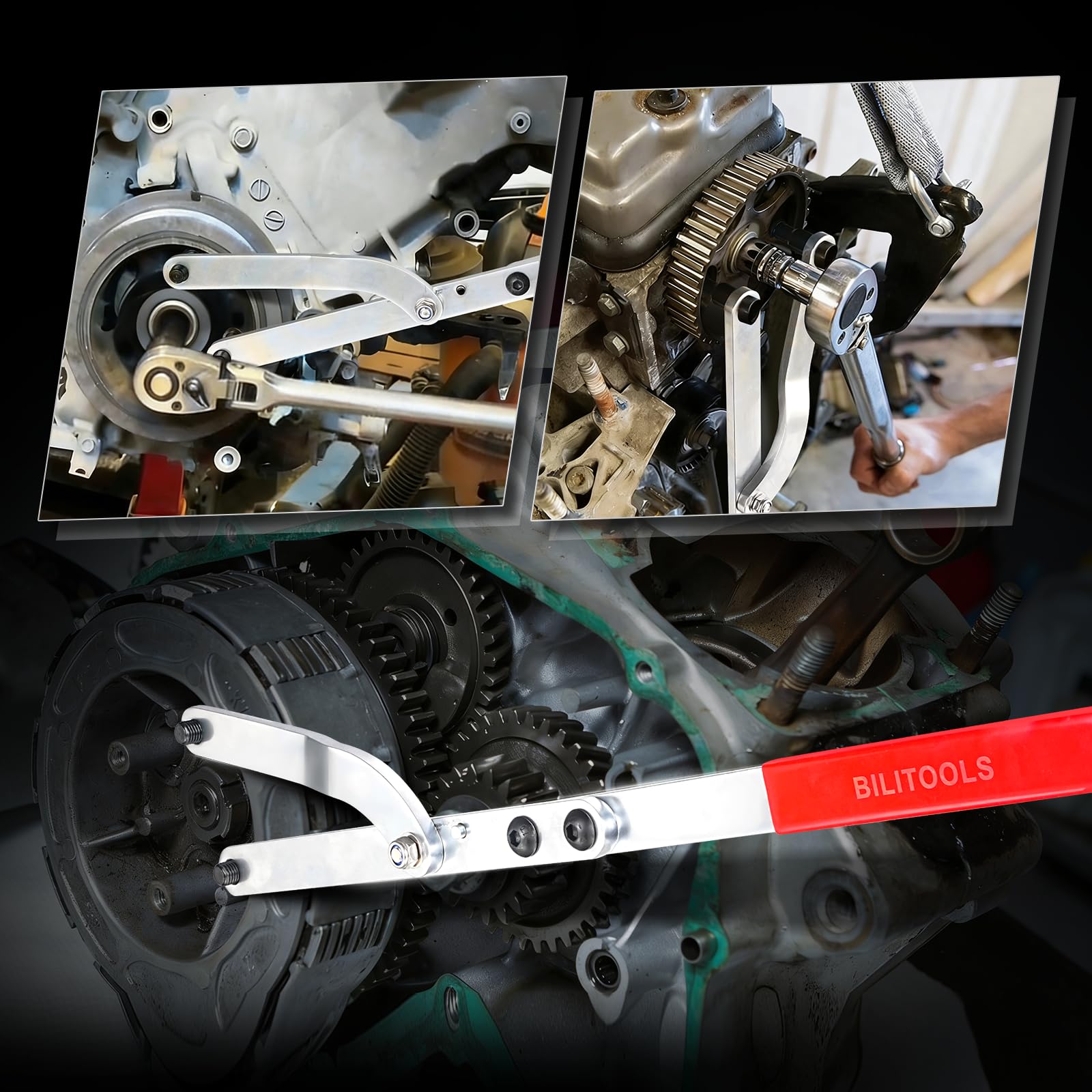 BILITOOLS wide-range adjustment accommodates most pulley sizes.