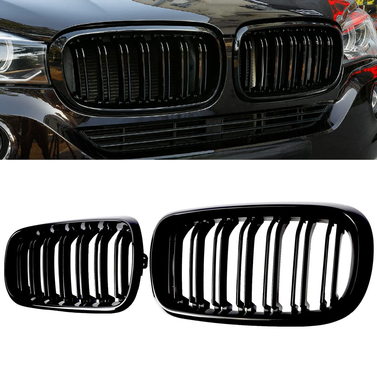 BILLDIO X5 F15 grille close-up with gloss black finish and precise fit