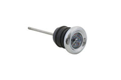 Billet Proof Designs chrome shorty dipstick with oil temperature gauge for Harley XL—easy to read