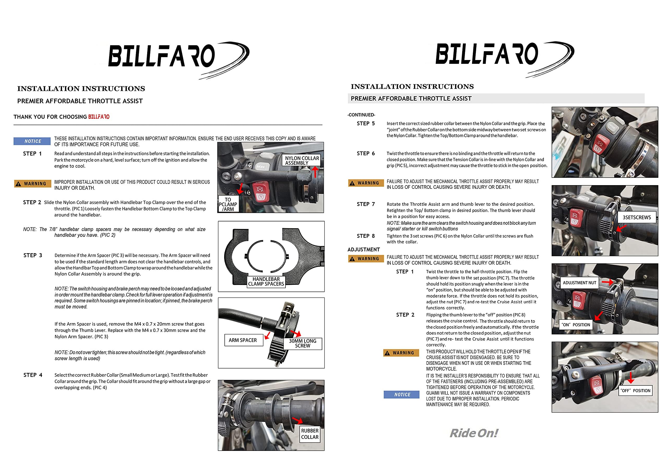 BILLFARO safety disengage thumb lever, easy override for confident riding.