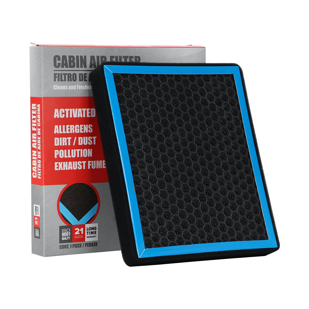 Billowy CF11966 cabin air filter ready for installation to improve air quality.