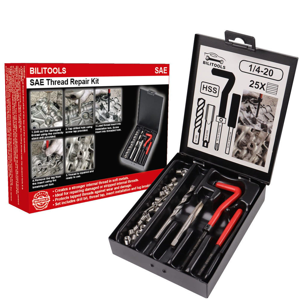 BILITOOLS thread repair kit with HSS drill for strong, durable SAE threads