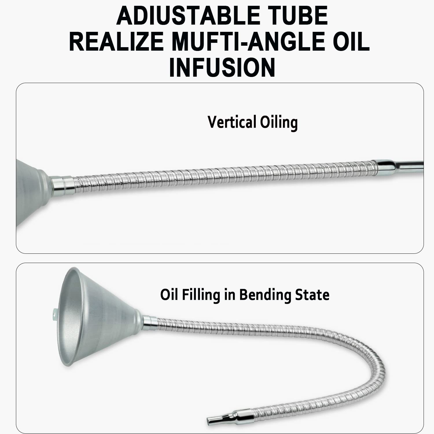 Binazon steel strainer and tip prevent spills during liquids transfer