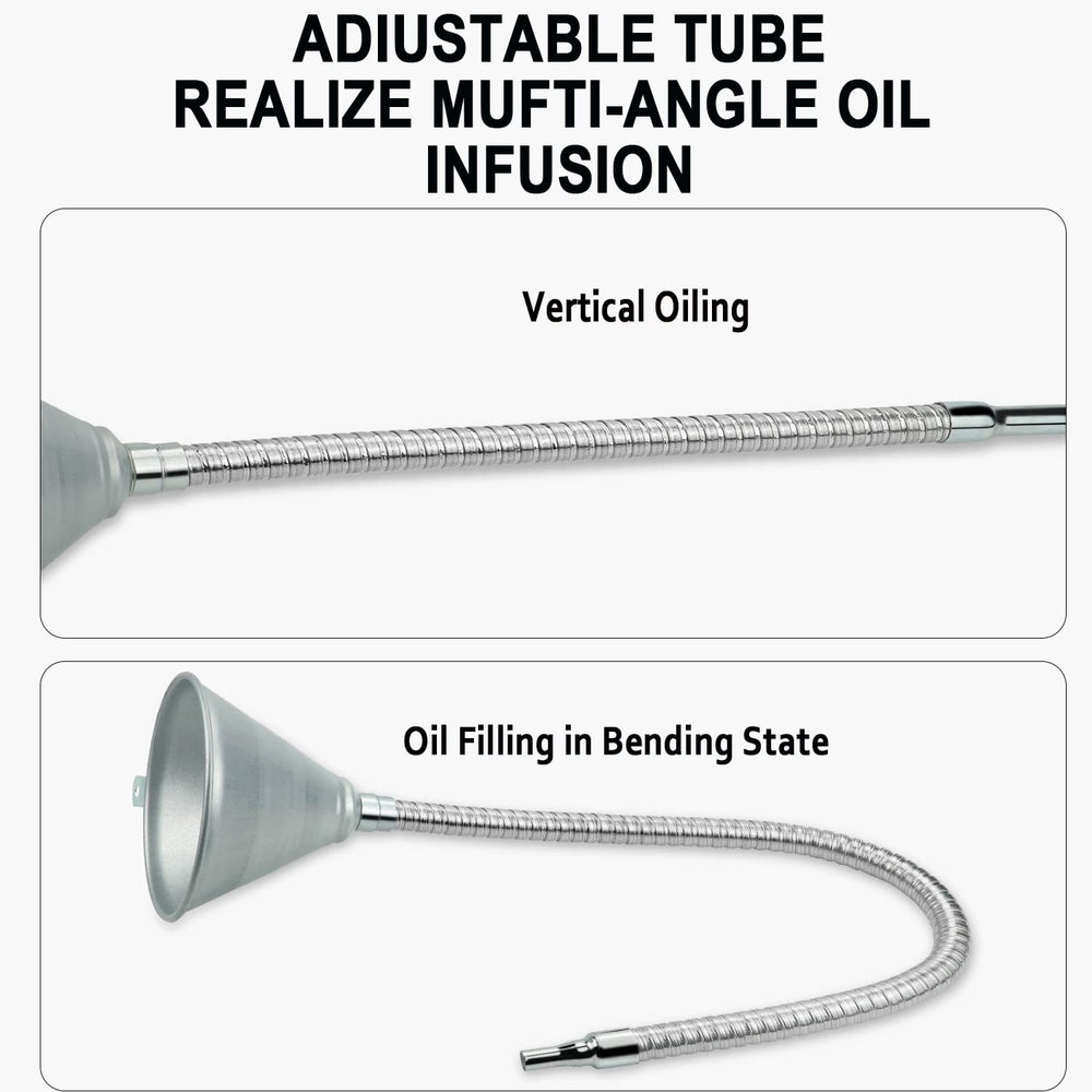 Binazon steel strainer and tip prevent spills during liquids transfer