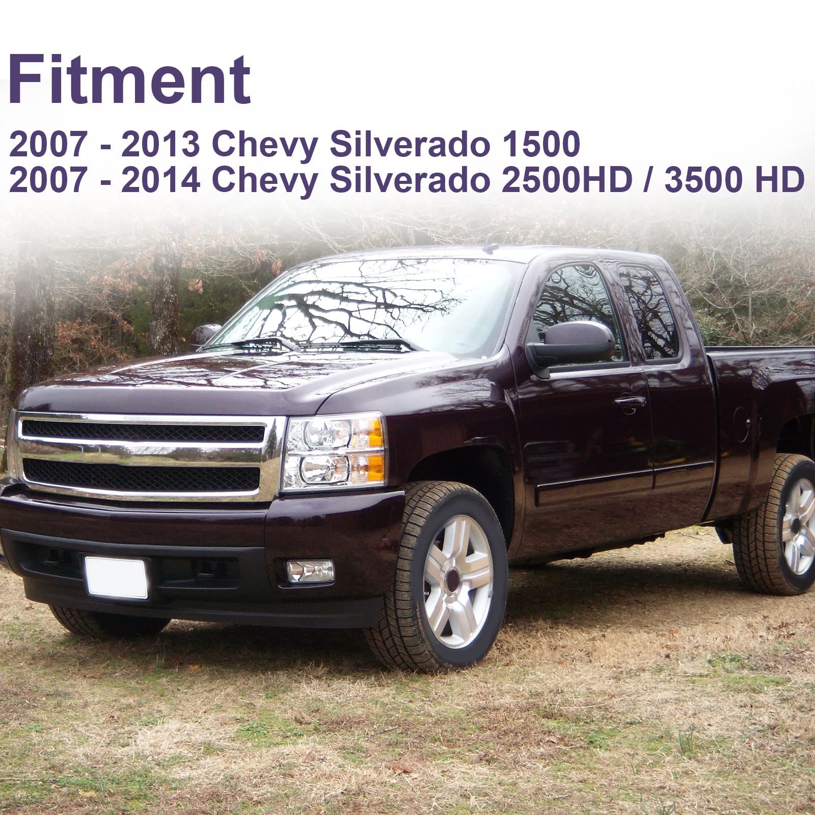 Amber reflector detail on Silverado headlight improves edge visibility.