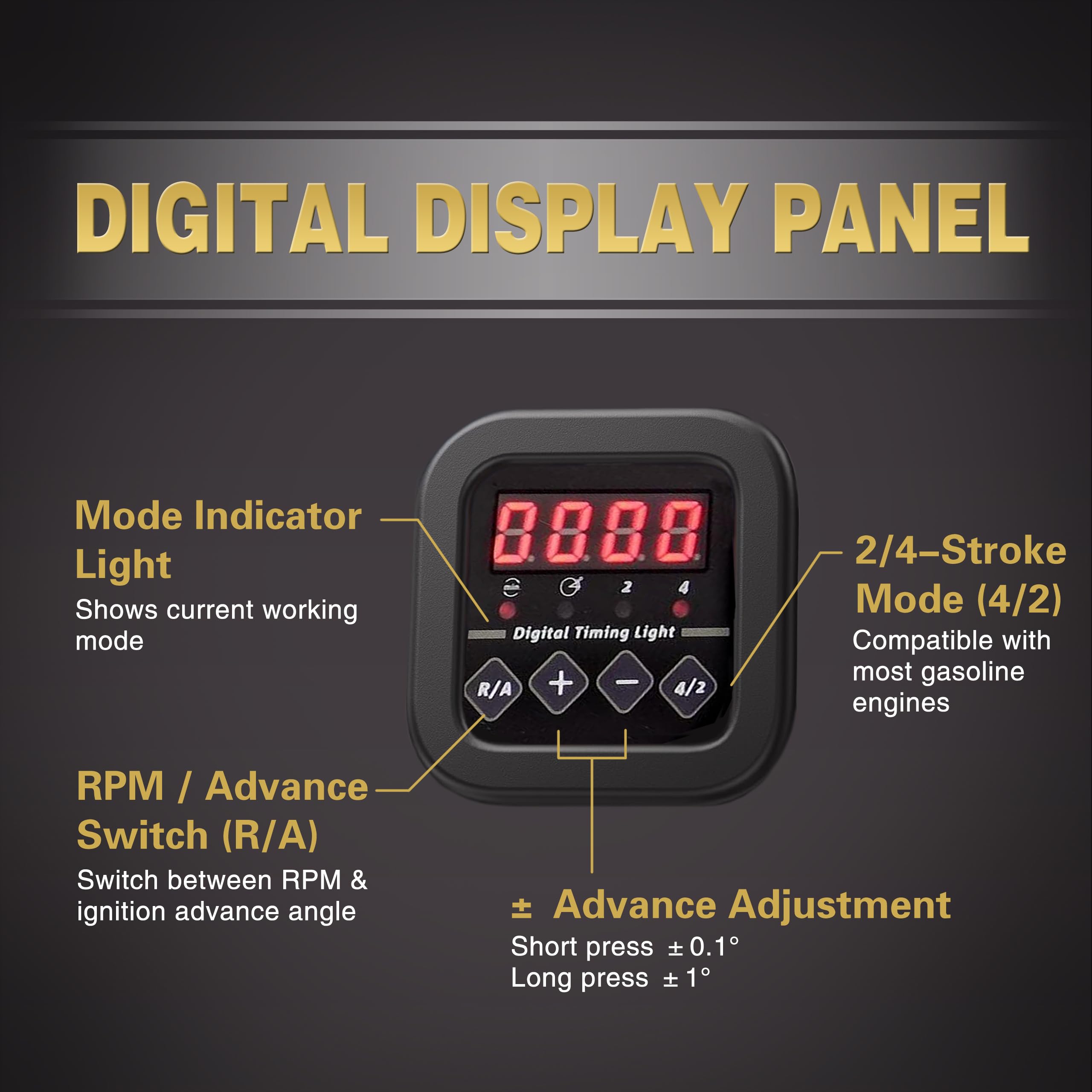 BINGOX digital timing light xenon strobe in action highlights timing marks precisely.