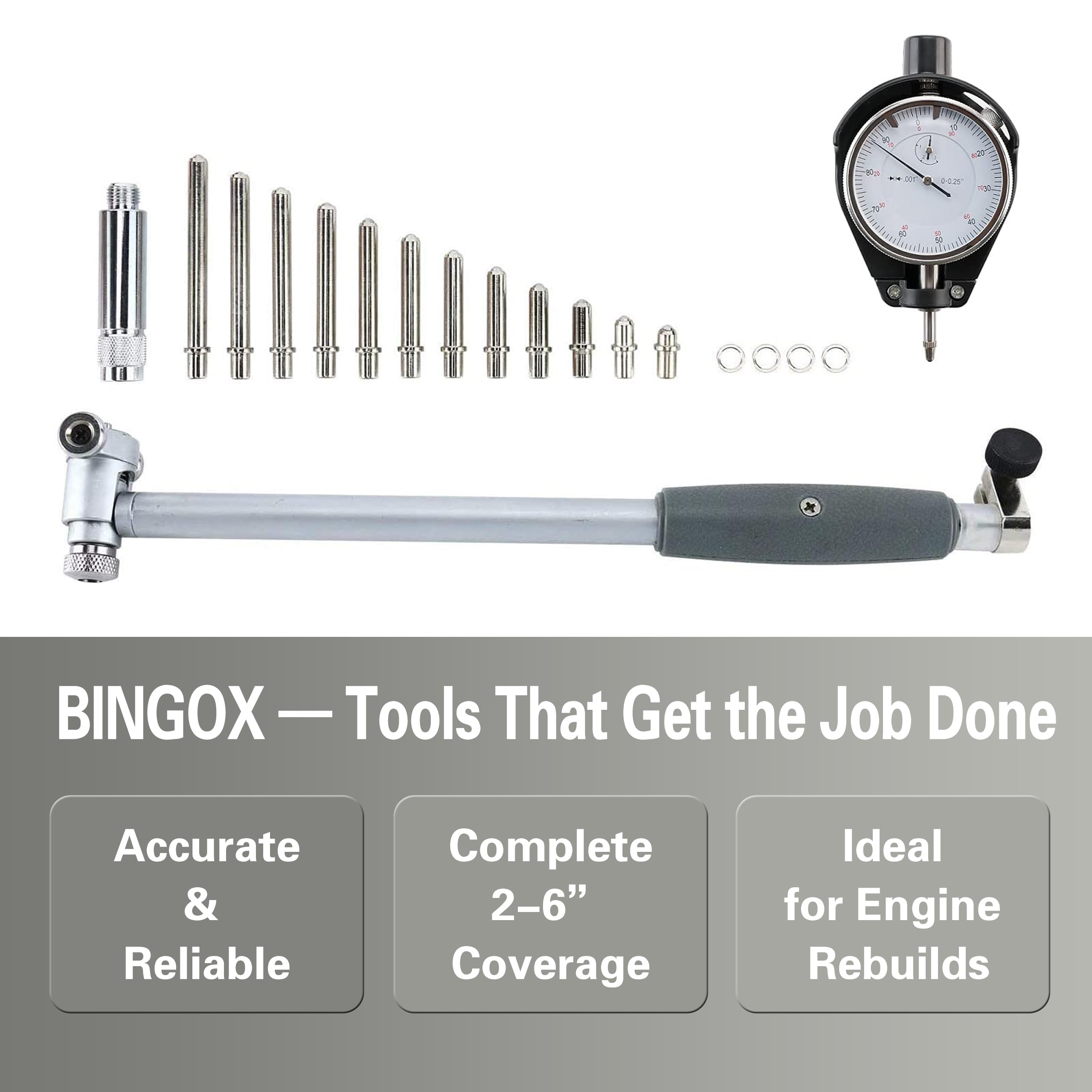 BINGOX extension rods and anvils for flexible measurement configurations